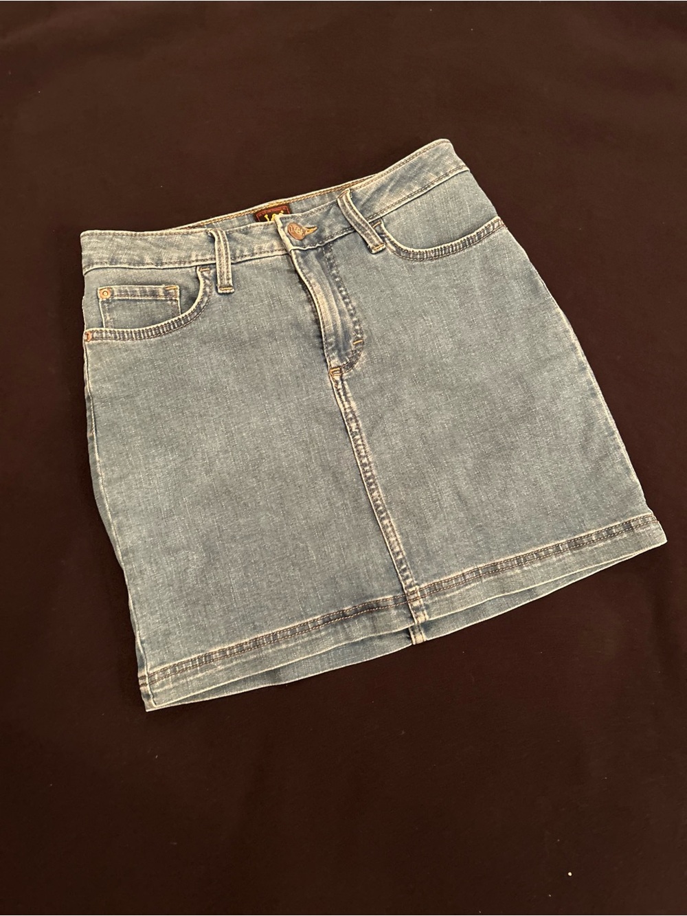 Lee Classic Light Blue Denim Mini Skirt with attached mesh shorts small